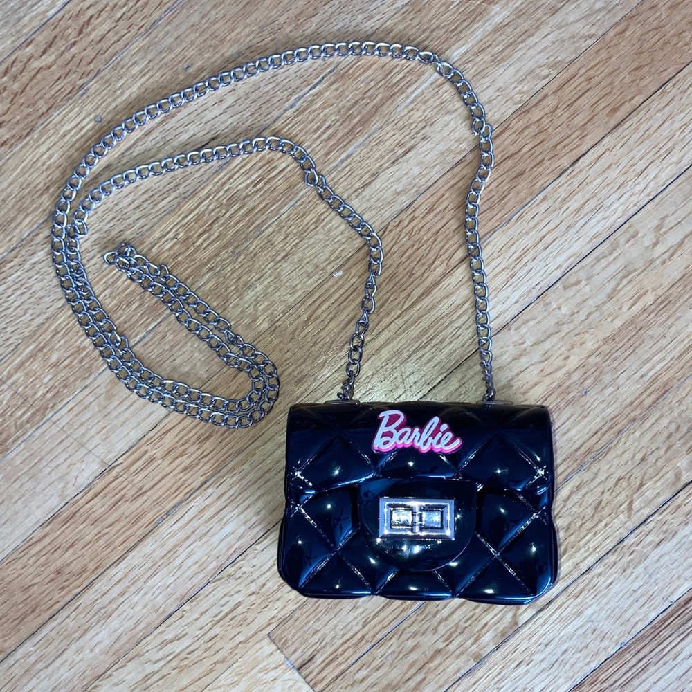 Barbie Black Quilted Mini Bag with Silver Chain
